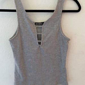 Gray Ribbed Crop Top